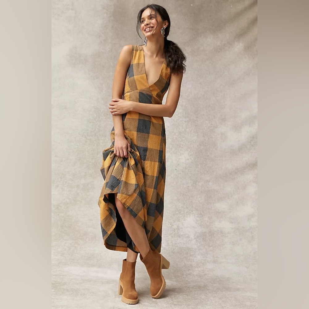 Anthropologie GINGHAM MAXI DRESS